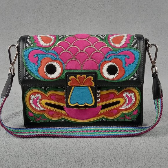 ULTRA RARE Colorful ETRO Dragon Face SHOULDER BAG 1H715 7882 02 02 2018 LAST ONE - Picture 1 of 15